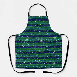 Tablier Bleu vert rayures avec étoiles et Raindrops