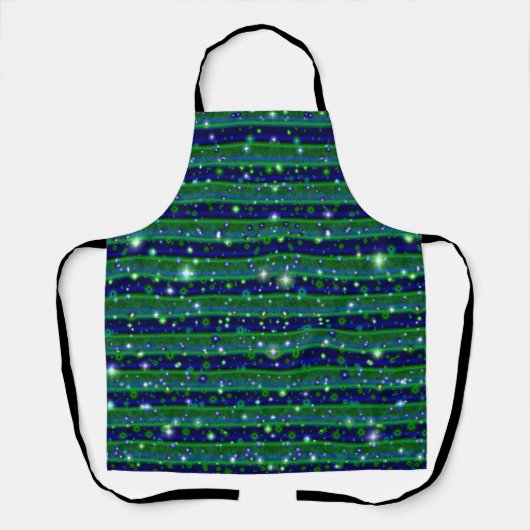 Tablier Bleu vert rayures avec étoiles et Raindrops (Recto)