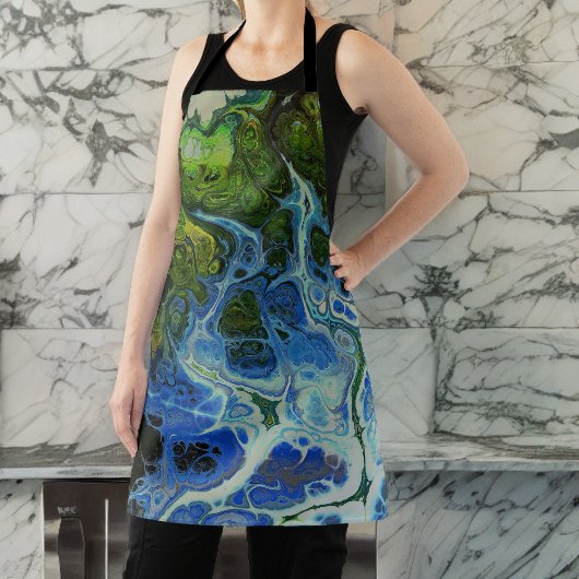 Tablier Bleu vert tourbillon tout-en-un