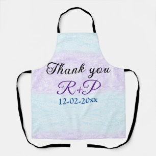 Tablier Bleu violet ombre paillettes scintillement merci a
