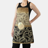Tablier Bling Paillettes Or et Noir Initiales (Insitu)