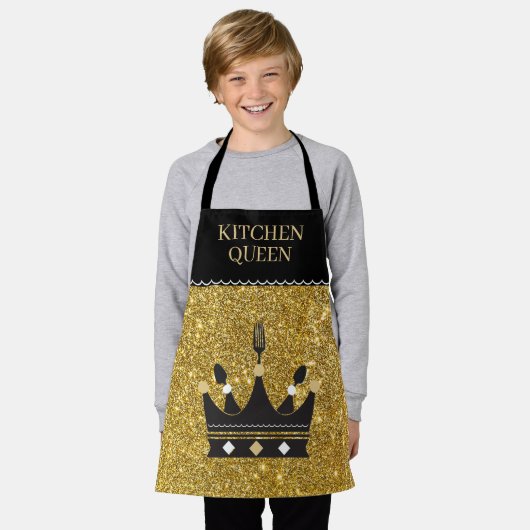 Tablier Bling! Queen of Kitchen All-Over Print Apron (Porté)
