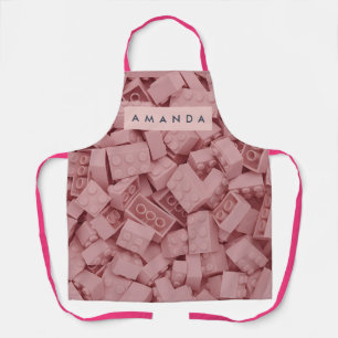 Tablier Bloc de construction rose pastel personnalisé