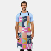 Tablier Bloc de couleur africain, motif géométrique. (Porté)