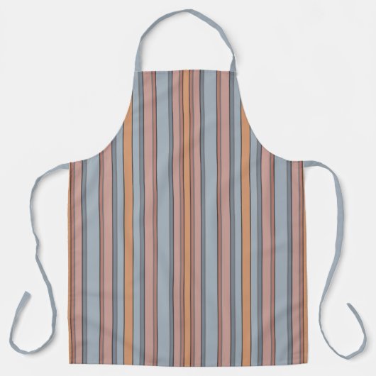 Tablier Bloc de couleur bleu rose gris rayures verticales (Recto)