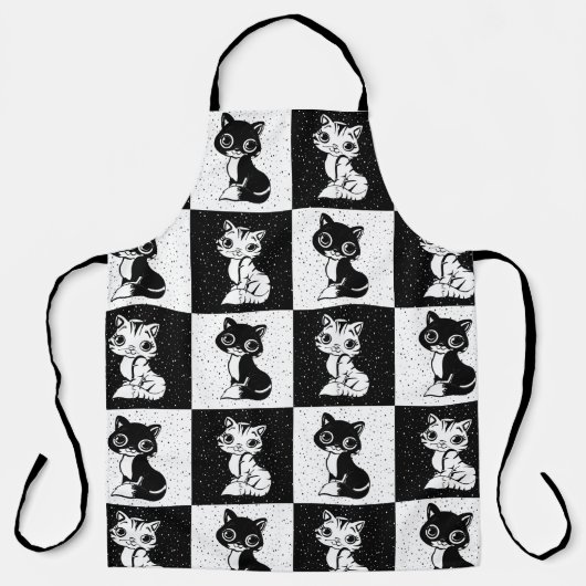 Tablier Bloc de monogramme noir blanc pour chat (Recto)