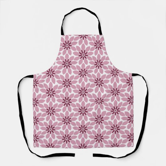 Tablier Bloc Imprimer Carrelage Fleurs rose rouge (Recto)