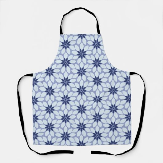 Tablier Blocage Imprimer Carrelage Fleurs bleues (Recto)