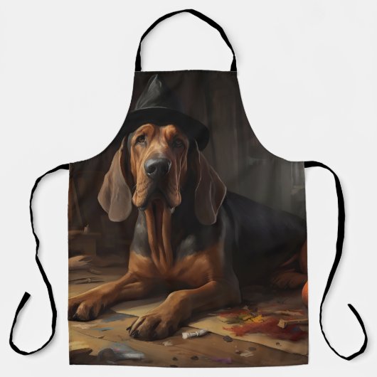 Tablier Bloodhound Citrouilles Halloween effrayant (Recto)