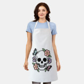 Tablier Blooming Bones Cute Floral Skull Sticker (Porté)
