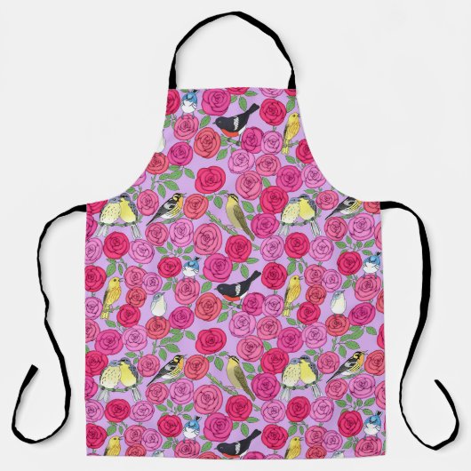 Tablier blouson et roses sur lavande (Recto)