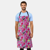 Tablier blouson et roses sur lavande (Porté)