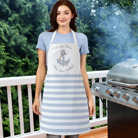 Tablier Blue Ancre Stripes Lake Beach Nom de la maison