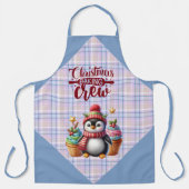 Tablier Blue and Pink Plaid Penguin Cupcakes Baking Crew (Recto)
