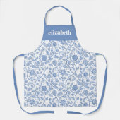 Tablier Blue and White Floral Custom Name Botanical Bold (Recto)