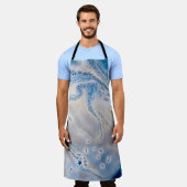 Tablier Blue and white liquid art (Porté)