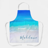 Tablier Blue Aqua Ocean Sea Beach Côte Nom personnel (Recto)