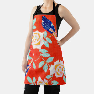 Tablier Blue Bird et Rose, design Vintage japonais