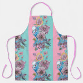 Tablier Blue Budgie Bird Rose Floral rose Aqua Budgerigar (Recto)