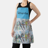 Tablier Blue Budgie Budgies Art Aquarelle Oiseaux Apron (Insitu)