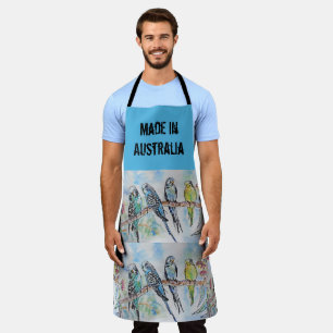 Tablier Blue Budgie Budgies Art made in Australia Apron