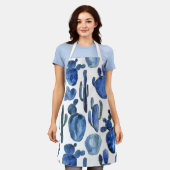 Tablier Blue Cactus Gold Desert Nom chic Voyage Sud-ouest (Porté)