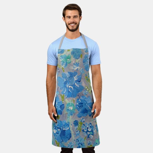 Tablier Blue Celebration Floral Apron (Porté)