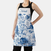 Tablier Blue Chinoiserie Personalized Christmas Apron (Insitu)