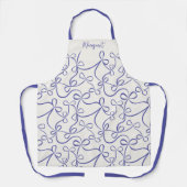 Tablier Blue Coquette Bow Motif Nom personnalisé (Recto)