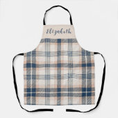 Tablier Blue Cream Tartan Plaid Custom Name (Recto)