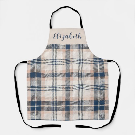 Tablier Blue Cream Tartan Plaid Custom Name (Recto)