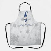 Tablier Blue Cute Snowman Holiday Apron (Recto)