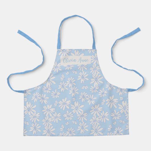 Tablier Blue Daisy Floral Girls Custom Apron (Recto)