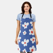 Tablier Blue Daisy Floral Pattern Playful Flower Art (Porté)