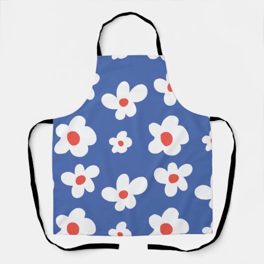 Tablier Blue Daisy Floral Pattern Playful Flower Art (Recto)