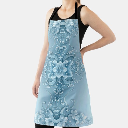 Tablier Blue Decorative Floral Apron (Insitu)