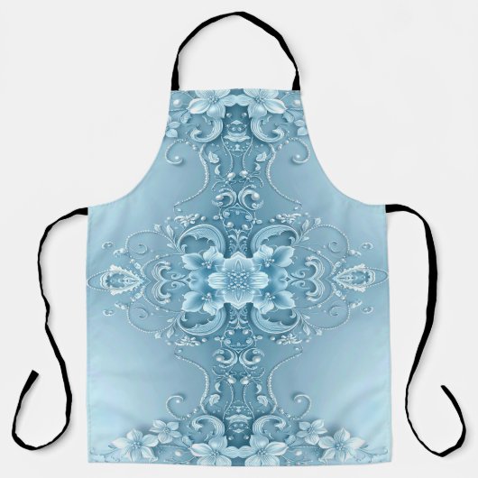 Tablier Blue Decorative Floral Apron (Recto)