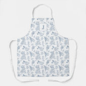 Tablier Blue Floral French Toile Custom Monogram (Recto)
