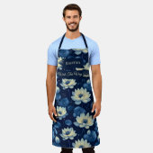 Tablier Blue Floral Zen Abstrait Cuisine Serenity (Porté)