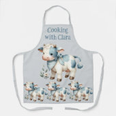 Tablier Blue Gingham Baby Cow Pastel Farm Aesthetic (Recto)