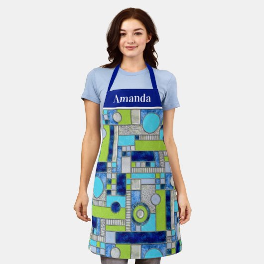 Tablier Blue Green Art Deco (Porté)