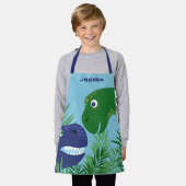Tablier Blue & Green Dino Ajouter un nom (Porté)