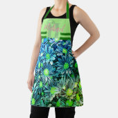Tablier Blue Green Floral Monogramme Chef Apron Femmes (Insitu)