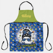 Tablier Blue Green Funny Momster d'Halloween (Recto)
