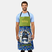 Tablier Blue Green Funny Momster d'Halloween (Porté)