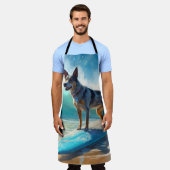 Tablier Blue Heeler Beach Surfing Peinture (Porté)