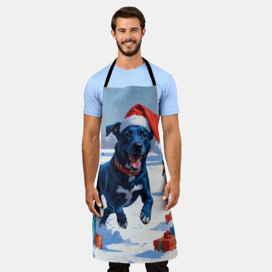 Tablier Blue Heeler Noël Festive Scène de neige (Porté)