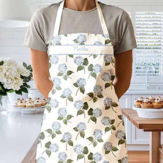 Tablier Blue Hydrangea Flowers Watercolor Apron