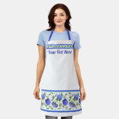 Tablier Blue Hydrangeas Floral Botanical Personnalisé (Porté)