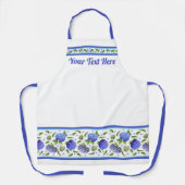 Tablier Blue Hydrangeas Floral Botanical Personnalisé (Recto)